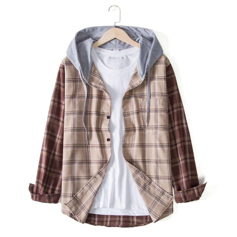 Muška košulja s dugim rukavima, slim fit, karirano patchwork, velika veličina, jesensko-zimska moda