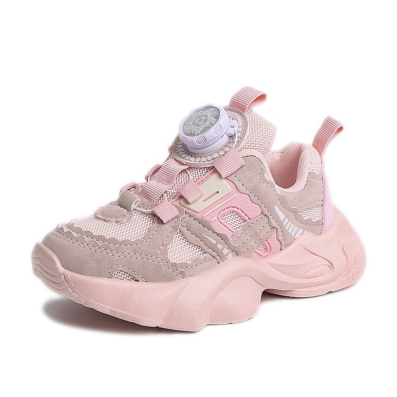 Dječje tenisice u stilu dad shoes s rotirajućom kopčom, mrežasti gornji dio, prozračne, blok boja, za proljeće i jesen