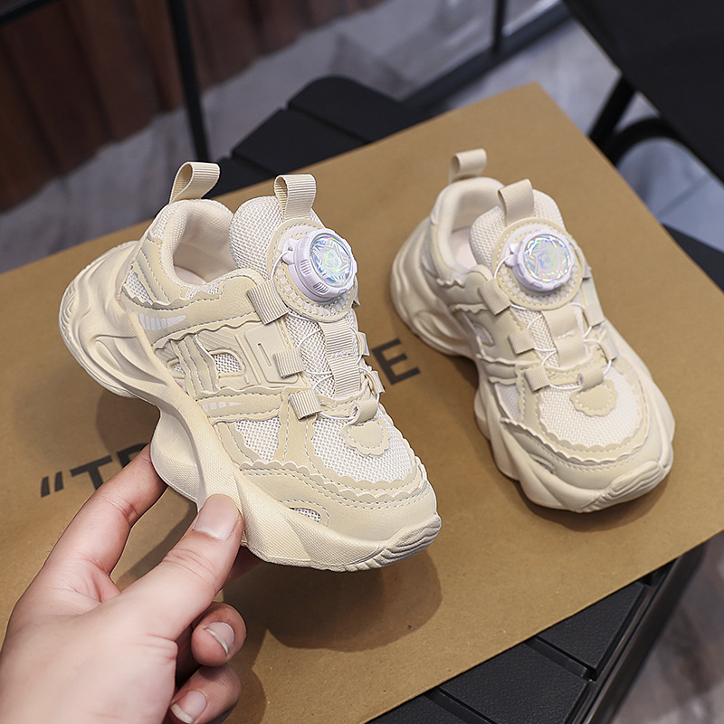 Dječje tenisice u stilu dad shoes s rotirajućom kopčom, mrežasti gornji dio, prozračne, blok boja, za proljeće i jesen