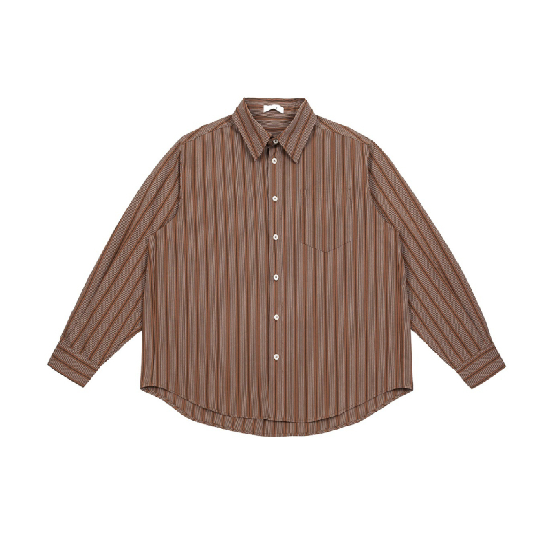 Youshu Striped Quiet Realm muška košulja s dugačkim rukavima i stojećim ovratnikom, jesen casual uski kroj
