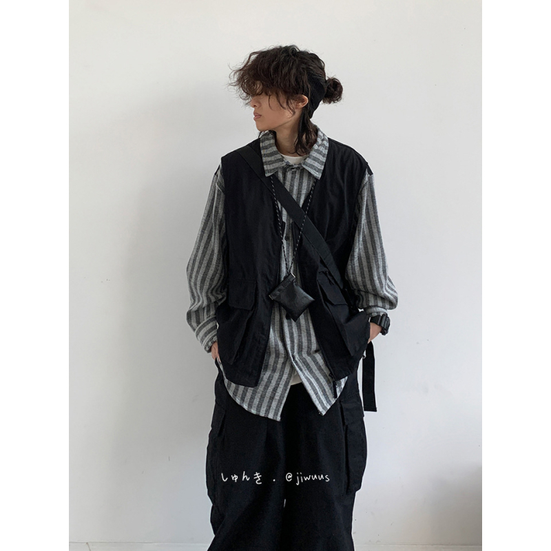 Cityboy Japán-stílusú retro patchwork ingdzseki, csíkos, lazán szabott