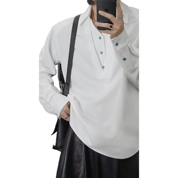 2025 άνοιξη — νέο σχέδιο σχεδιαστή: σετ πουκάμισου με ψευδο-δύο μέρη για άνδρες, μινιμαλιστικά и ευέλικτικά παντελόνια casual, κορεατικής έκδοσης, υψηλής ποιότητας