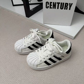 Dječje tenisice od prave kože s retro shell-toe, bijele, unisex stil, korejski stil, modno i svestrano – proljeće 2026
