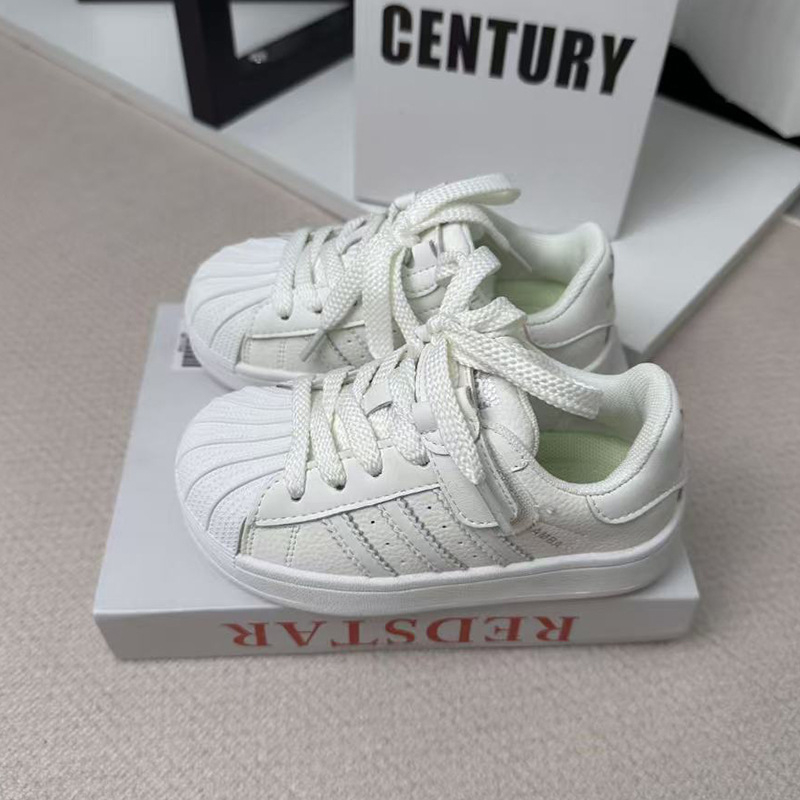 Dječje tenisice od prave kože s retro shell-toe, bijele, unisex stil, korejski stil, modno i svestrano – proljeće 2026