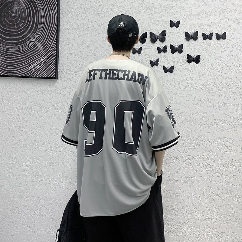 Muška lagana ljetna košulica s kratkim rukavima, prugasti uzorak, inspiracija Hong Kong i Japan, opušteni kroj, hip-hop kardigan-baseball stil