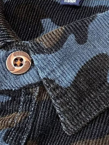 Ανδρικό πουκάμισο καμουφλάζ από corduroy, μακριά μανίκια, casual outdoor στρατιωτικό στυλ με διπλές τσέπες