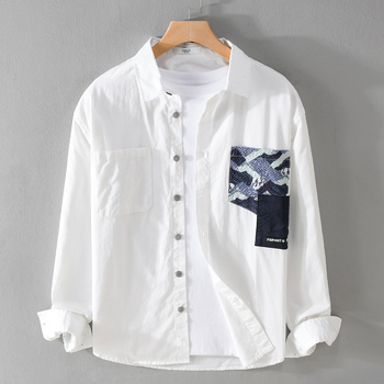 Ανδρικό πουκάμισο με μακριά μανίκια σε patchwork, casual, άνετο, color-block, άνοιξη-φθινοπωρο 9128