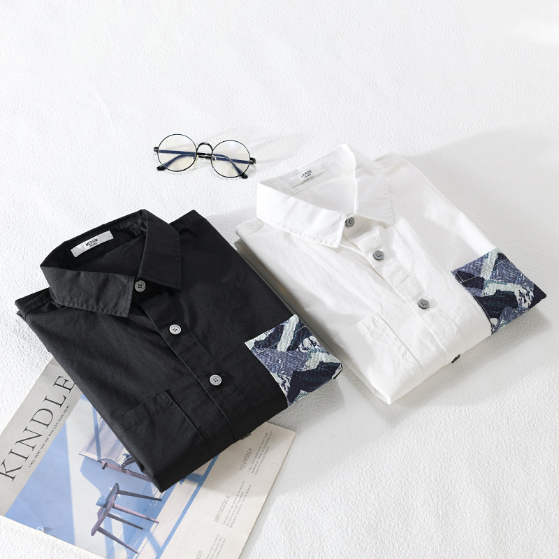Ανδρικό πουκάμισο με μακριά μανίκια σε patchwork, casual, άνετο, color-block, άνοιξη-φθινοπωρο 9128