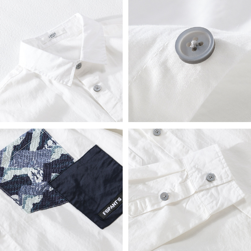 Ανδρικό πουκάμισο με μακριά μανίκια σε patchwork, casual, άνετο, color-block, άνοιξη-φθινοπωρο 9128