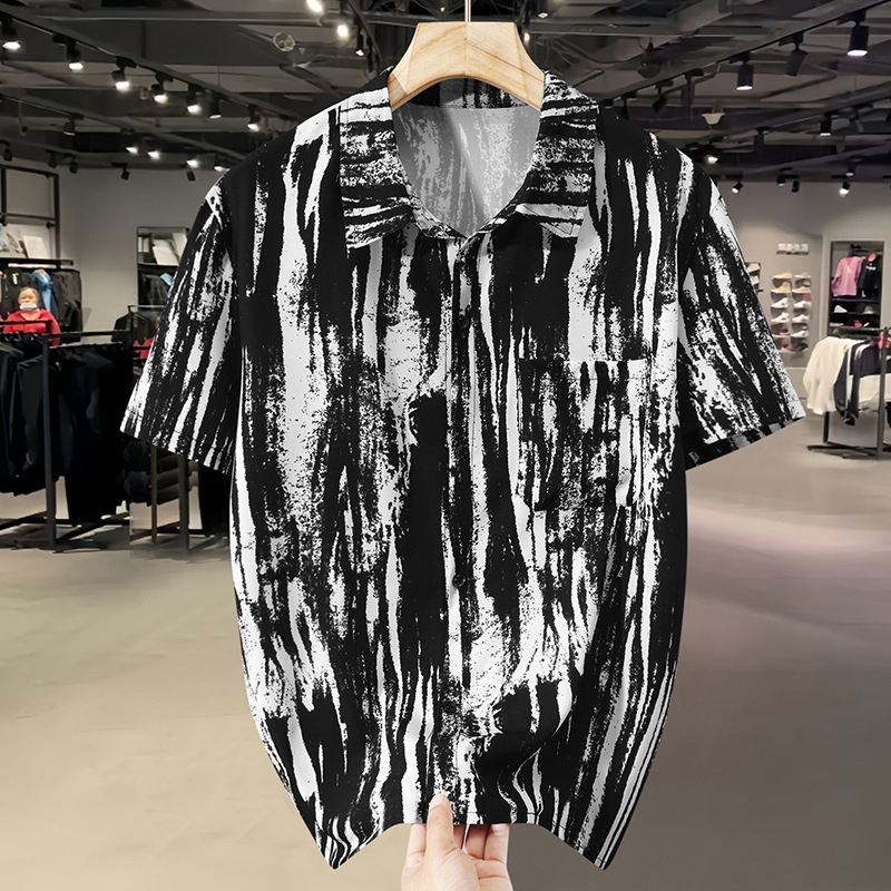 Muška košulja s kratkim rukavima u maskirnom uzorku, plus size, ležernog kroja, prozračni poliester