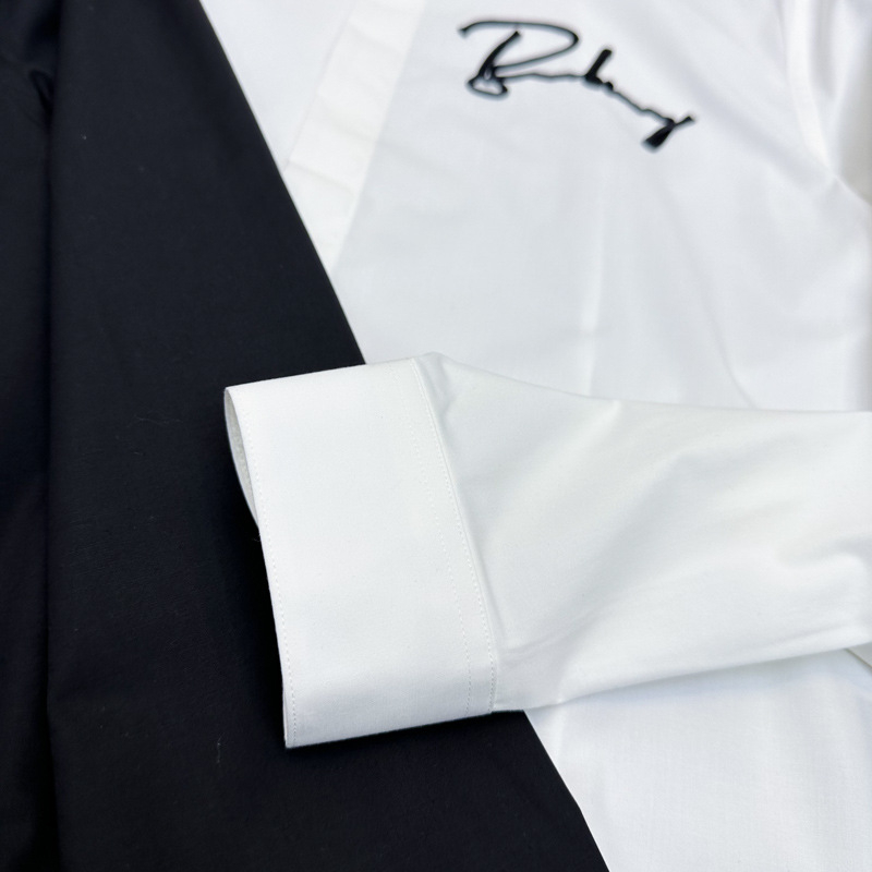 Muška košulja s dugim rukavima, europski stil, uski kroj, vezen s slovima, minimalistički dizajn