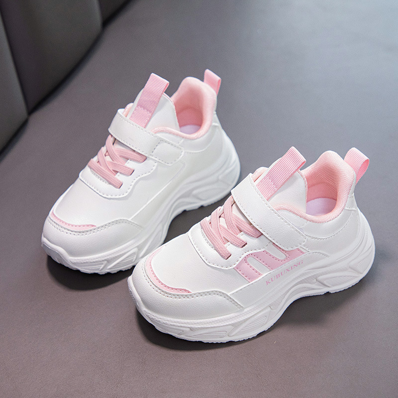 Κοριτσίστικα αθλητικά παπούτσια με επάνω μέρος συνθετικής δέρματος, Velcro κλείσιμο, ρίγες, μαλακή σόλα από καουτσούκ, casual sneakers για όλες τις εποχές