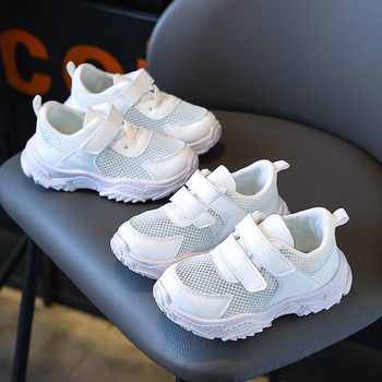 2026 ljeto Dječje tenisice s Velcro trakom, mrežastim gornjim dijelom, bijele, unisex, za vrtić
