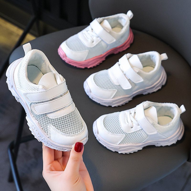 2026 ljeto Dječje tenisice s Velcro trakom, mrežastim gornjim dijelom, bijele, unisex, za vrtić