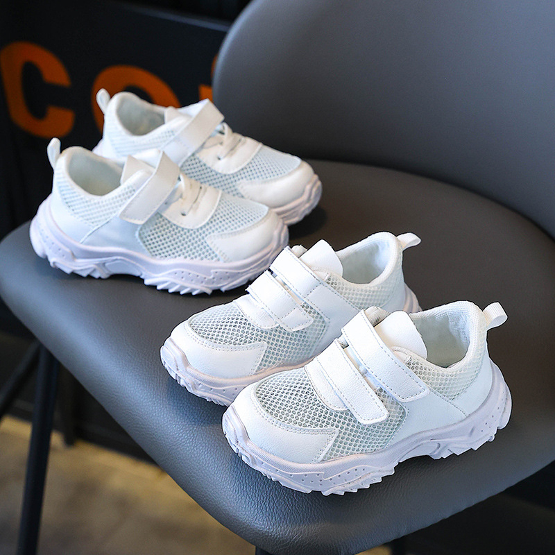 2026 ljeto Dječje tenisice s Velcro trakom, mrežastim gornjim dijelom, bijele, unisex, za vrtić