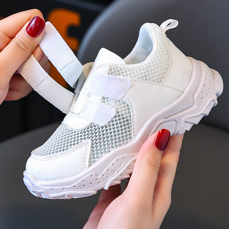 2026 ljeto Dječje tenisice s Velcro trakom, mrežastim gornjim dijelom, bijele, unisex, za vrtić