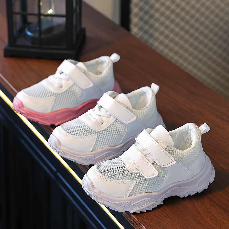 2026 ljeto Dječje tenisice s Velcro trakom, mrežastim gornjim dijelom, bijele, unisex, za vrtić
