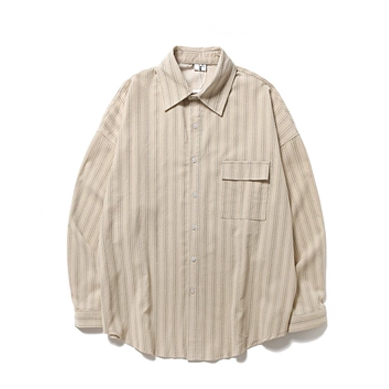 cityboy Proljeće–Jesensko japanskog stila vintage Corduroy košulja s finim prugama, unisex, široki kroj, casual