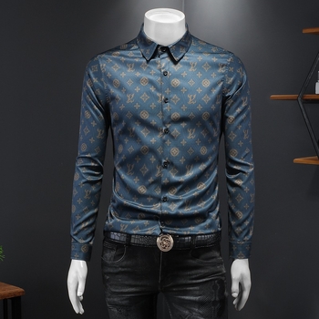 Muška košulja s dugim rukavima, proljeće 2024, slim fit, tiskana, casual