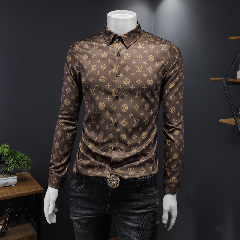 Muška košulja s dugim rukavima, proljeće 2024, slim fit, tiskana, casual