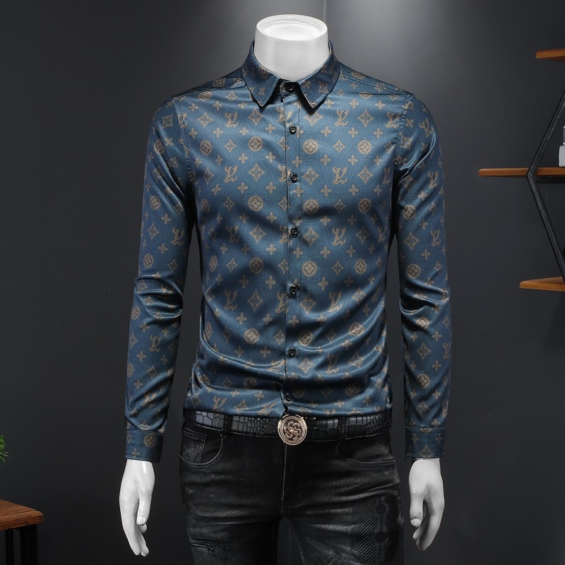 Muška košulja s dugim rukavima, proljeće 2024, slim fit, tiskana, casual