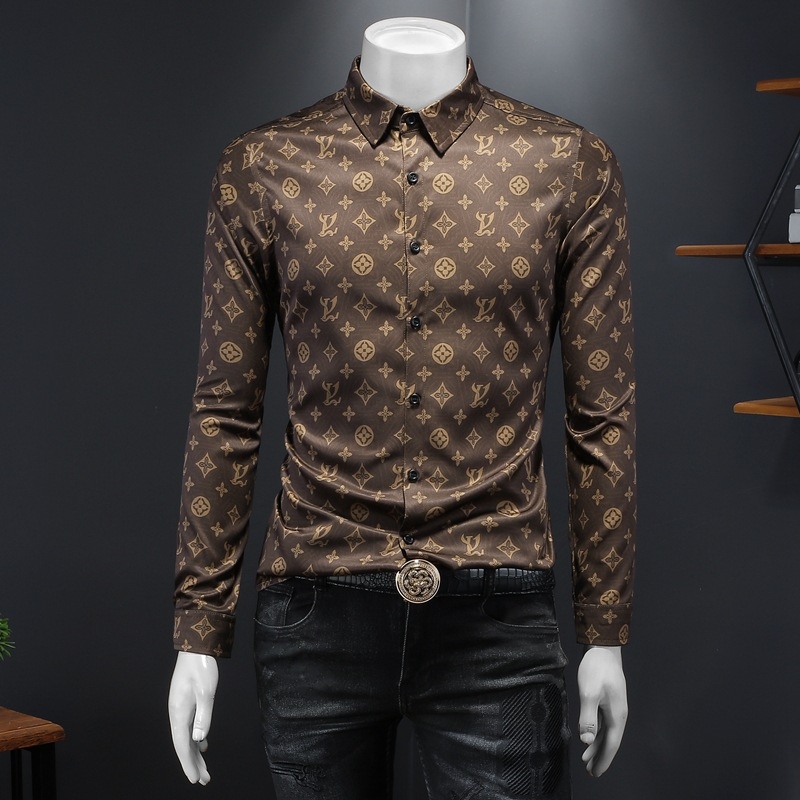 Muška košulja s dugim rukavima, proljeće 2024, slim fit, tiskana, casual