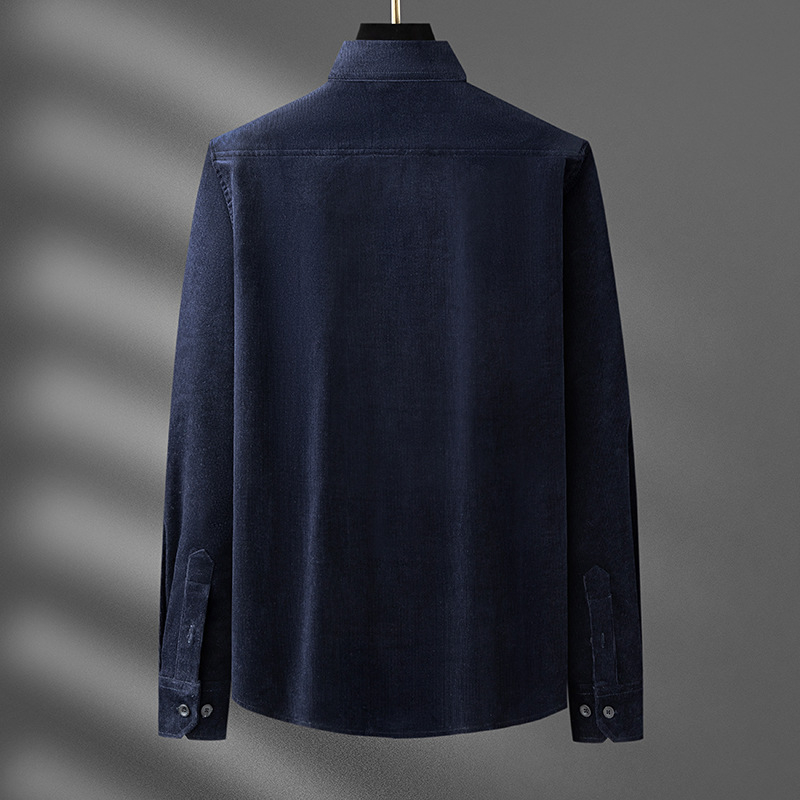 Muška košulja-jakna od korduroja, uski kroj, dugi rukavi, jednofarbna, zimski stil