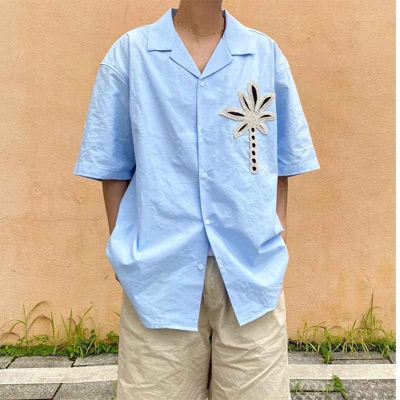 Coconut Tree 2025 muška jednobojna košulja kratkih rukava, ležerni kroj, casual stil