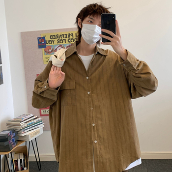 Košulja s prugama, retro japanskog stila, casual, unisex, dugi rukavi