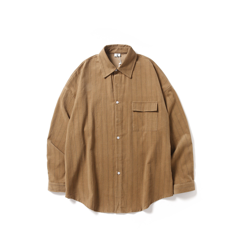 Košulja s prugama, retro japanskog stila, casual, unisex, dugi rukavi