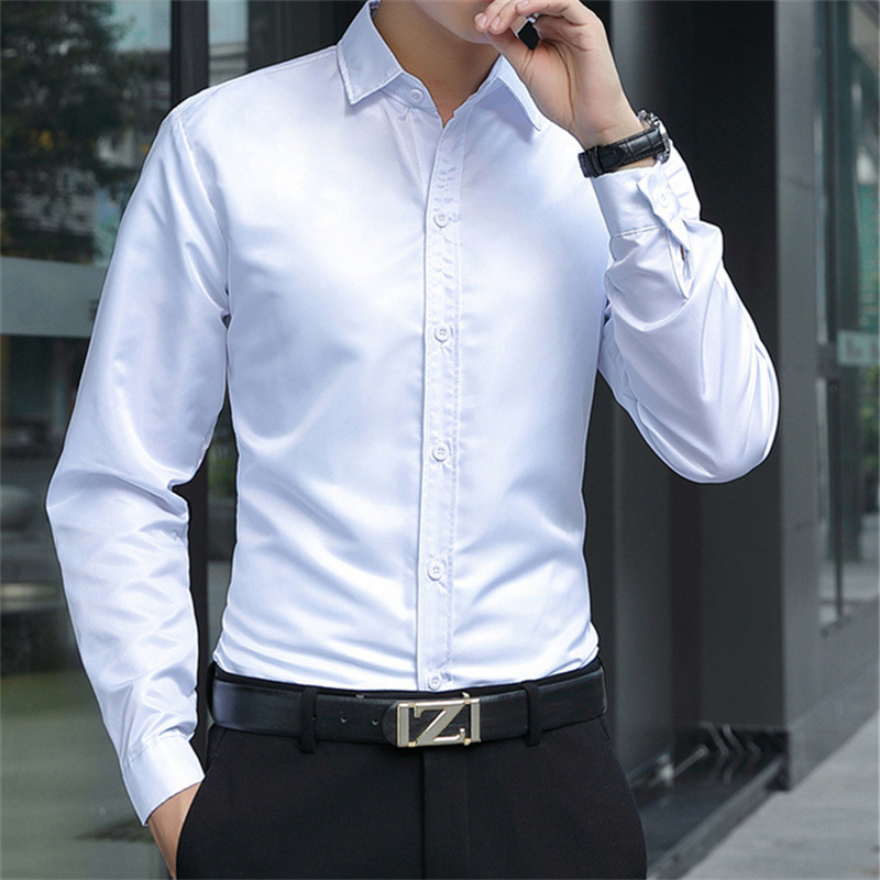 Muška košulja s dugim rukavima u stilu Hongkonga, blok boja, korejski stil, casual nošenje