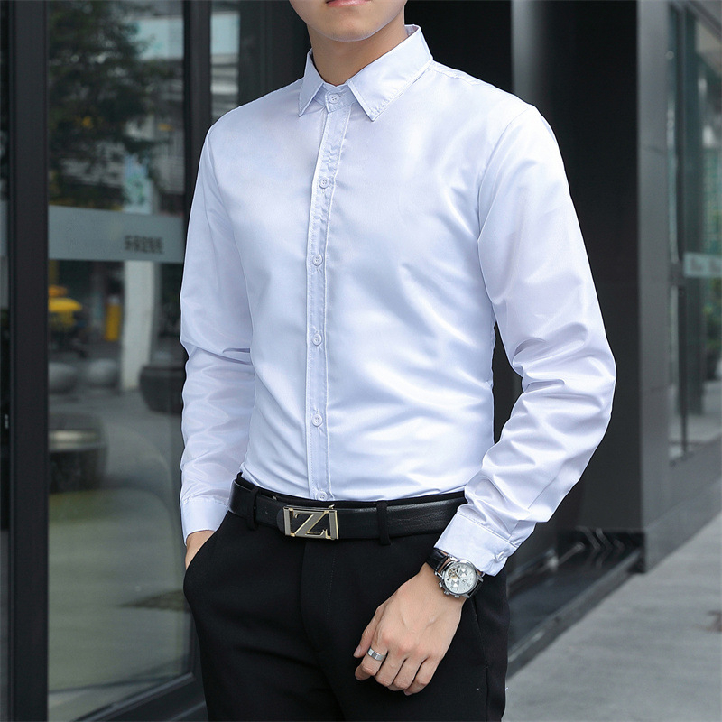 Muška košulja s dugim rukavima u stilu Hongkonga, blok boja, korejski stil, casual nošenje