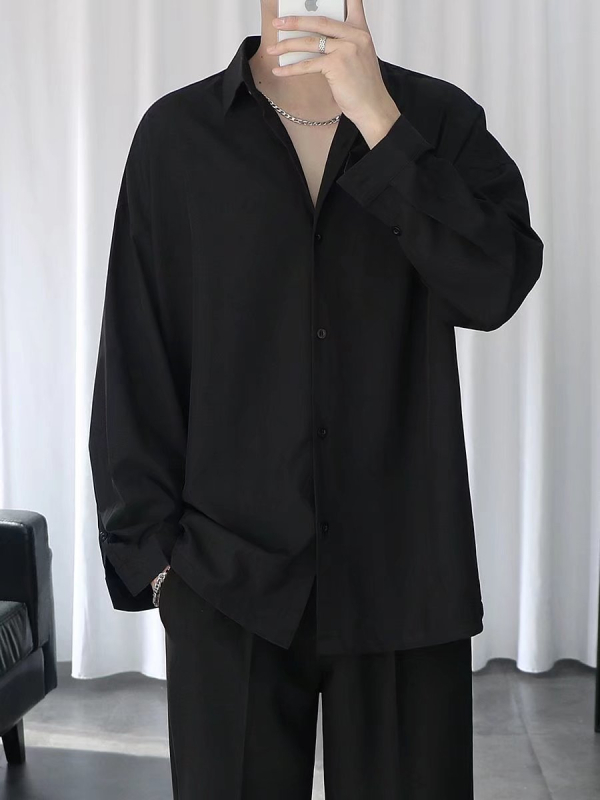 Jesenska muška košulja s dugim rukavima, bez glačanja, šifon s blagim padom, muški, korejski stil mode.