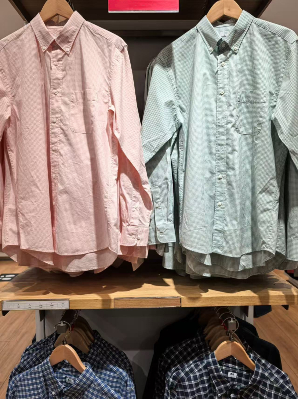URAZ karirana pamučna košulja, dugi rukavi, stoji ovratnik, casual, unisex, A476015 473281