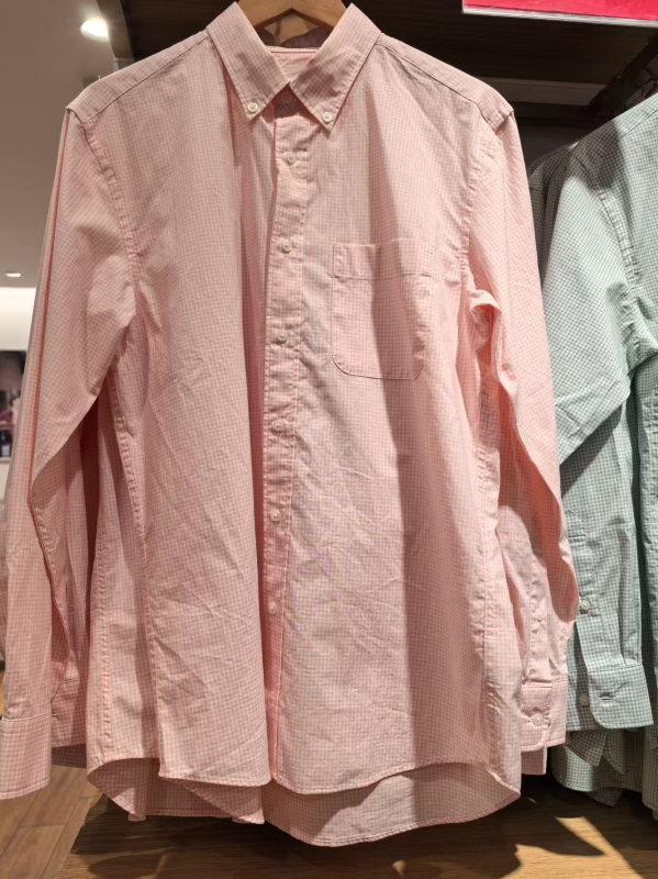 URAZ karirana pamučna košulja, dugi rukavi, stoji ovratnik, casual, unisex, A476015 473281