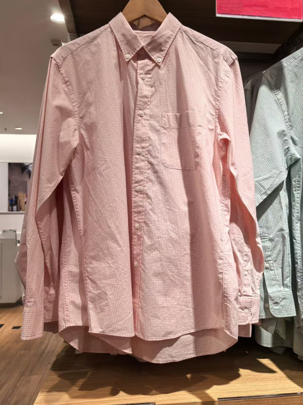 URAZ karirana pamučna košulja, dugi rukavi, stoji ovratnik, casual, unisex, A476015 473281