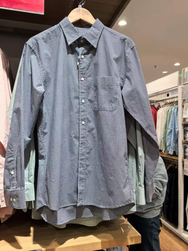 URAZ karirana pamučna košulja, dugi rukavi, stoji ovratnik, casual, unisex, A476015 473281