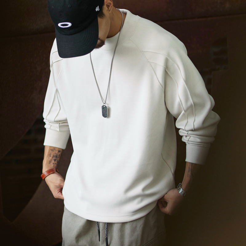 Ανδρικό μακρυμάνικο T‑shirt Raglan, 410 g βαρέως τύπου θερμικό, χαλαρή εφαρμογή, μονόχρωμο, βασικό στρώμα ρούχων, άνοιξη 2026