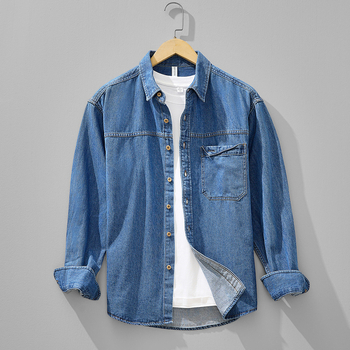 Muška denimska košulja-jakna, dugi rukavi, proljeće–jesen, japanski retro stil