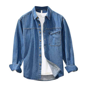 Muška denimska košulja-jakna, dugi rukavi, proljeće–jesen, japanski retro stil