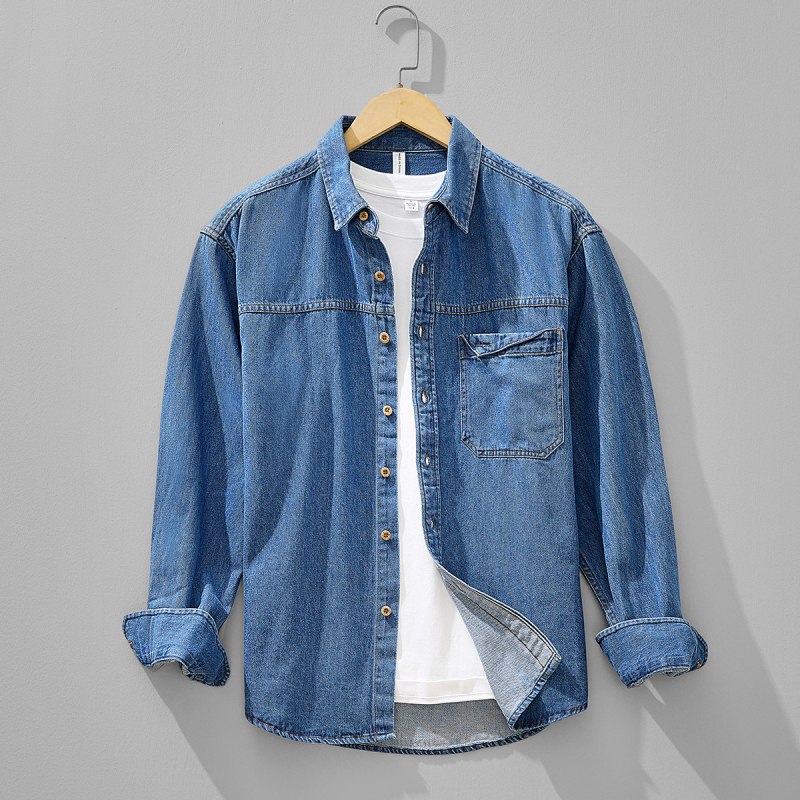Muška denimska košulja-jakna, dugi rukavi, proljeće–jesen, japanski retro stil