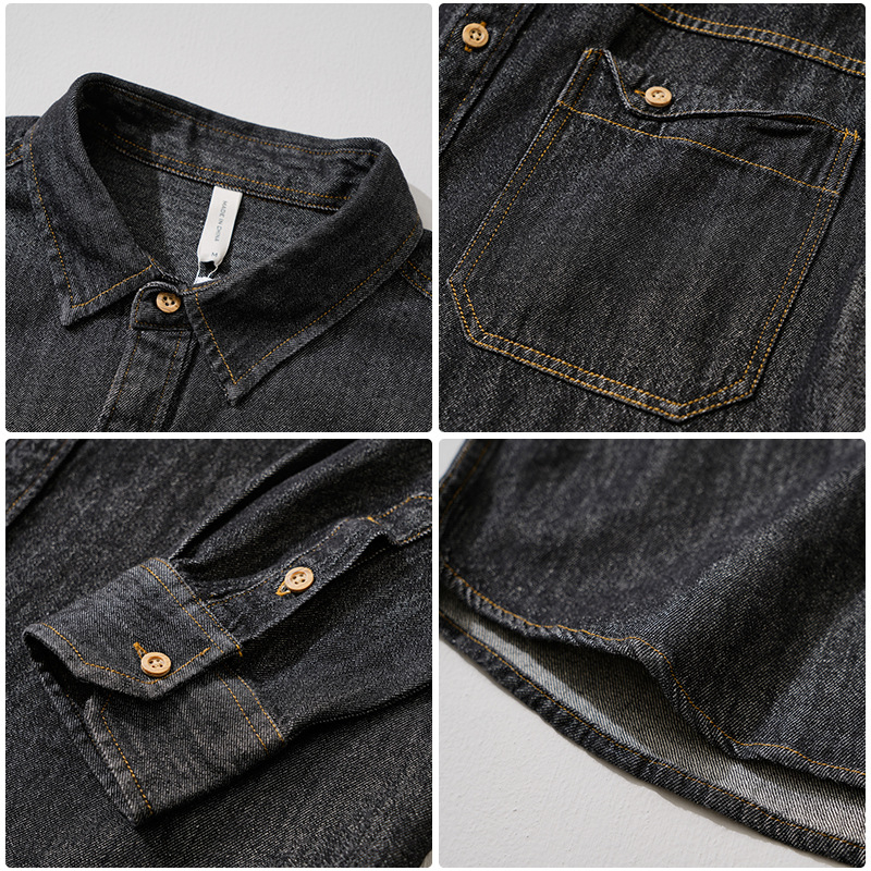 Muška denimska košulja-jakna, dugi rukavi, proljeće–jesen, japanski retro stil