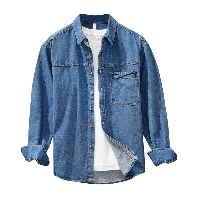 Muška denimska košulja-jakna, dugi rukavi, proljeće–jesen, japanski retro stil