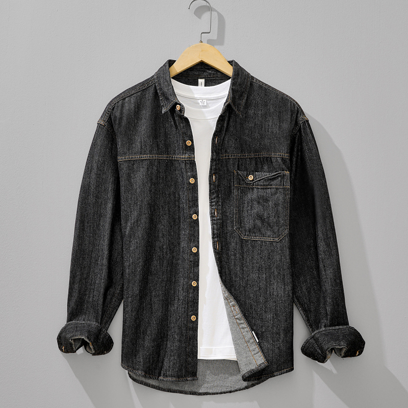 Muška denimska košulja-jakna, dugi rukavi, proljeće–jesen, japanski retro stil
