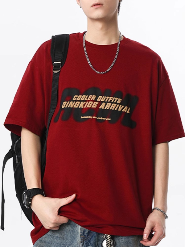Αντρικό κοντομάνικο T‑shirt από 100% βαμβάκι, 2026 νέο αμερικανικό στυλ, τύπωμα με γράμματα, φαρδιά άνετη γραμμή, μπλούζα με στρογγυλό λαιμό για ζευγάρια