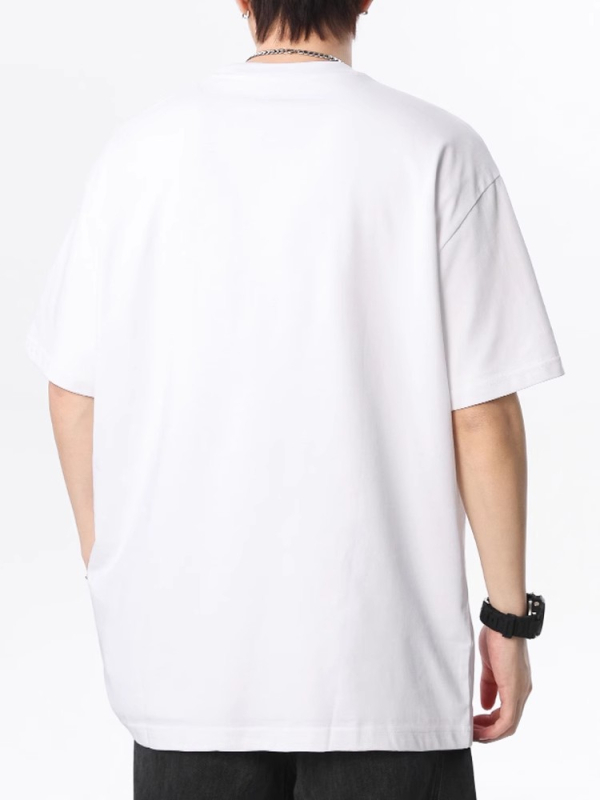 Αντρικό κοντομάνικο T‑shirt από 100% βαμβάκι, 2026 νέο αμερικανικό στυλ, τύπωμα με γράμματα, φαρδιά άνετη γραμμή, μπλούζα με στρογγυλό λαιμό για ζευγάρια