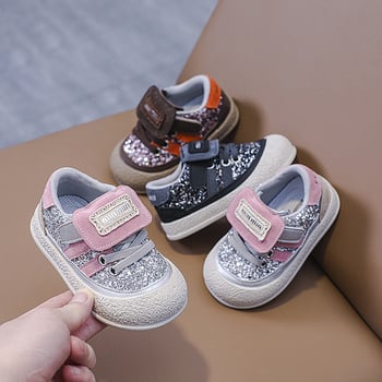 Cipele za bebe za hodanje s mekanom potplatom i zaštitom od udaraca, casual tenisice sa šljokicama na Velcro zatvaraču, proljeće-jesen, unisex