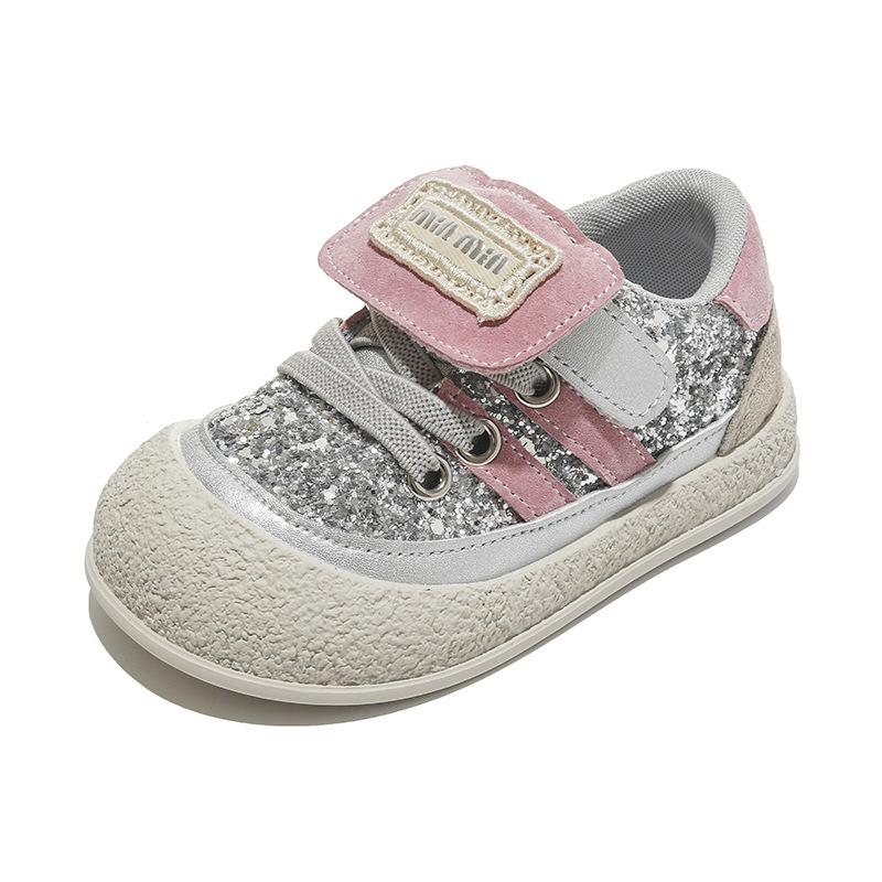 Cipele za bebe za hodanje s mekanom potplatom i zaštitom od udaraca, casual tenisice sa šljokicama na Velcro zatvaraču, proljeće-jesen, unisex