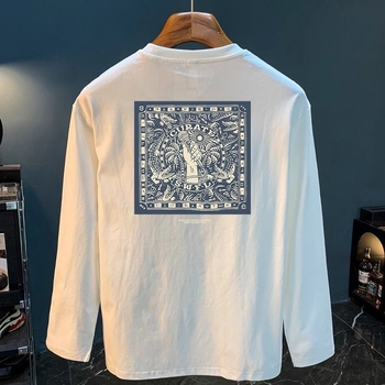 Ανδρικό μακρυμάνικο T‑shirt από 100% βαμβάκι, φαρδιά γραμμή, στρογγυλή λαιμόκοψη, άνοιξη-φθινόπωρο