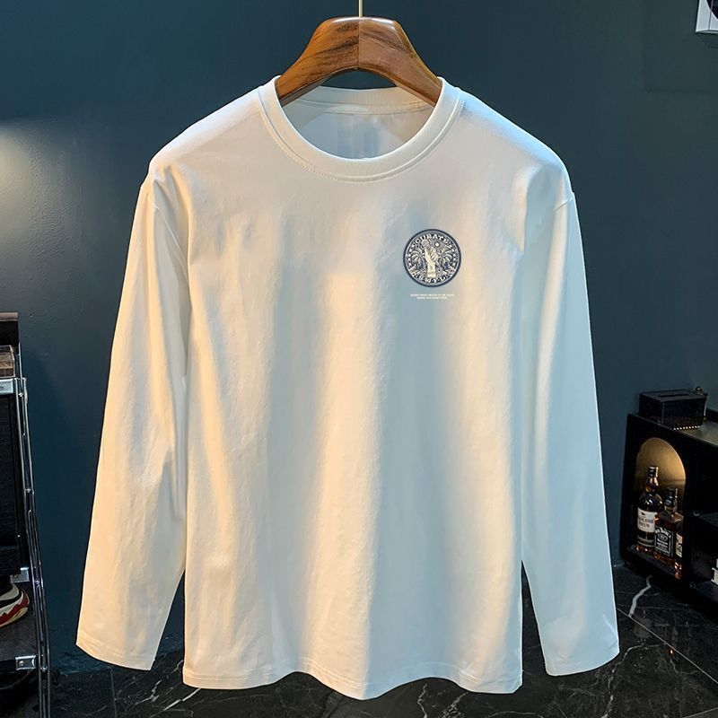 Ανδρικό μακρυμάνικο T‑shirt από 100% βαμβάκι, φαρδιά γραμμή, στρογγυλή λαιμόκοψη, άνοιξη-φθινόπωρο